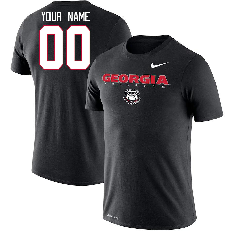 Custom Georgia Bulldogs Name And Number College Tshirt-Black